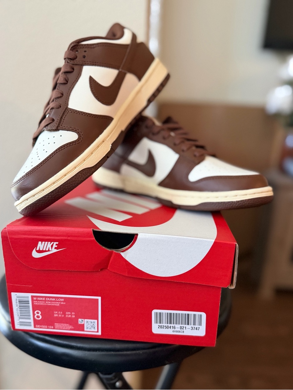 Nike Woman’s Dunk Low Sneakers - Brown and White